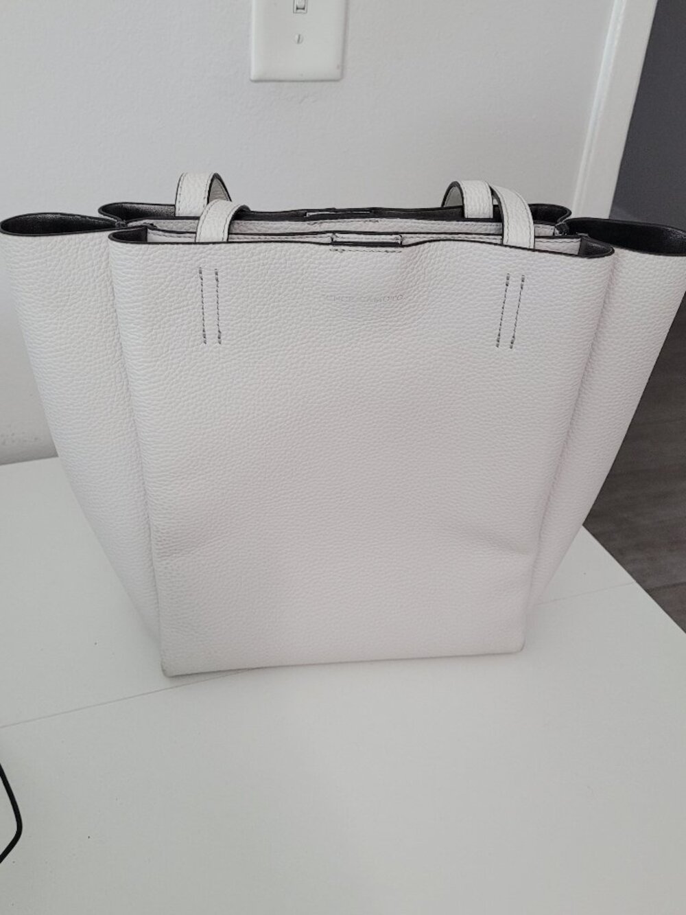 Vicente Camuto white leather tote